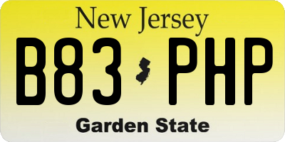 NJ license plate B83PHP