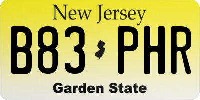 NJ license plate B83PHR