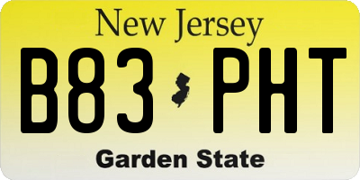 NJ license plate B83PHT