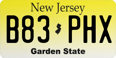 NJ license plate B83PHX