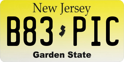 NJ license plate B83PIC