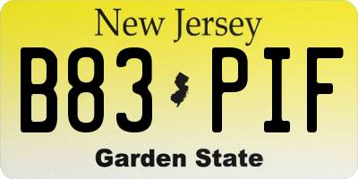 NJ license plate B83PIF