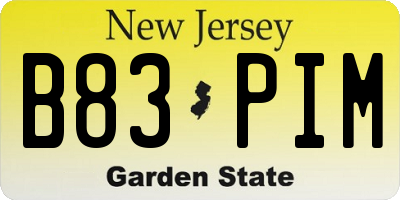 NJ license plate B83PIM