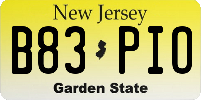NJ license plate B83PIO