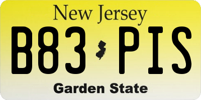 NJ license plate B83PIS