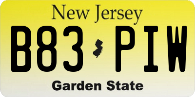 NJ license plate B83PIW