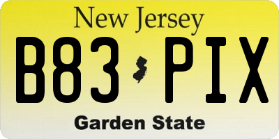 NJ license plate B83PIX