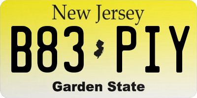 NJ license plate B83PIY