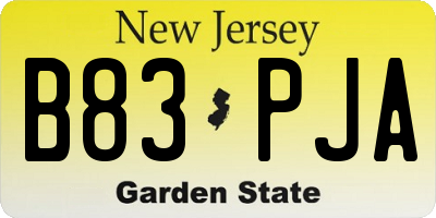 NJ license plate B83PJA