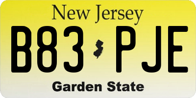NJ license plate B83PJE