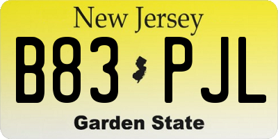 NJ license plate B83PJL