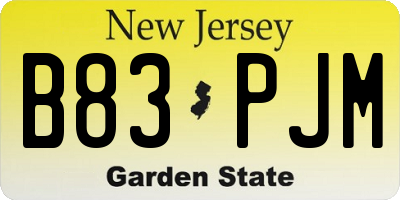 NJ license plate B83PJM