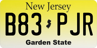 NJ license plate B83PJR