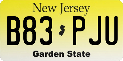 NJ license plate B83PJU