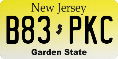 NJ license plate B83PKC