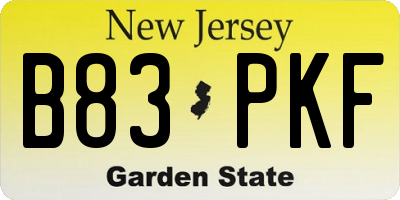 NJ license plate B83PKF