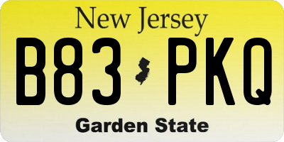 NJ license plate B83PKQ