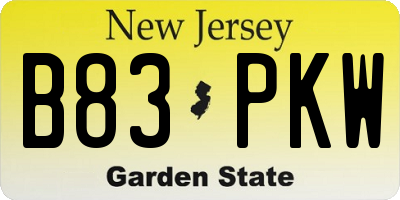 NJ license plate B83PKW