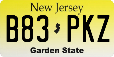 NJ license plate B83PKZ