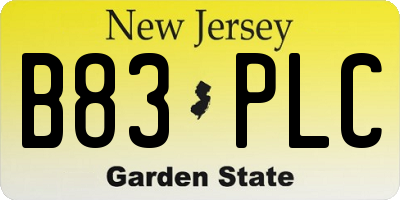 NJ license plate B83PLC
