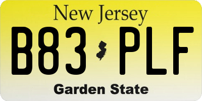 NJ license plate B83PLF