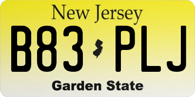 NJ license plate B83PLJ
