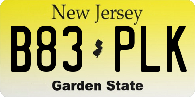NJ license plate B83PLK