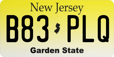 NJ license plate B83PLQ