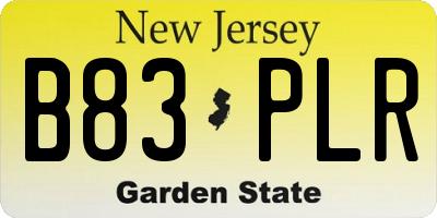 NJ license plate B83PLR