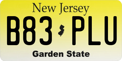 NJ license plate B83PLU