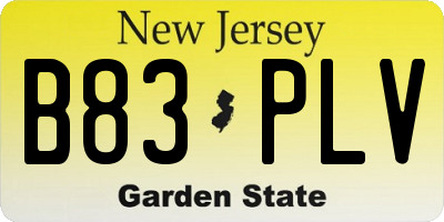 NJ license plate B83PLV