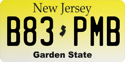 NJ license plate B83PMB