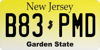 NJ license plate B83PMD
