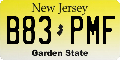 NJ license plate B83PMF