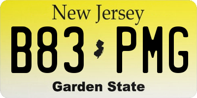 NJ license plate B83PMG