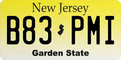 NJ license plate B83PMI