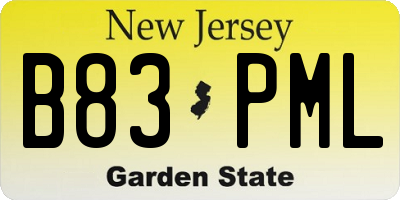 NJ license plate B83PML
