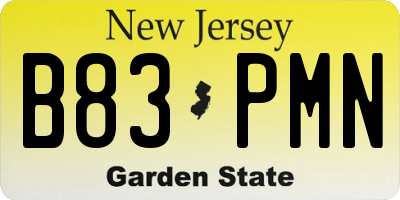 NJ license plate B83PMN