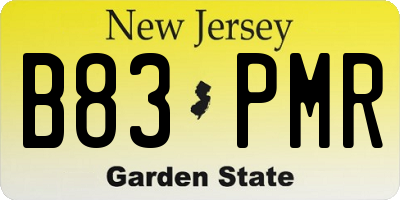 NJ license plate B83PMR