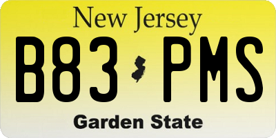 NJ license plate B83PMS