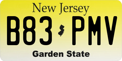 NJ license plate B83PMV