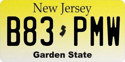 NJ license plate B83PMW