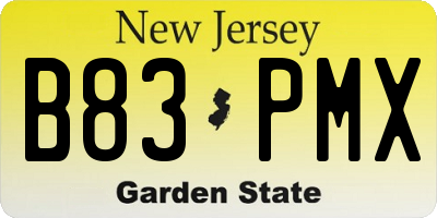 NJ license plate B83PMX