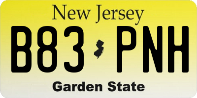 NJ license plate B83PNH