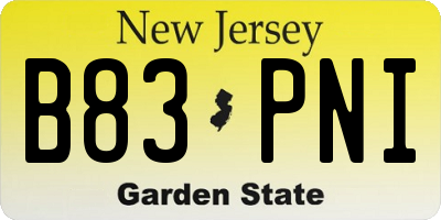 NJ license plate B83PNI