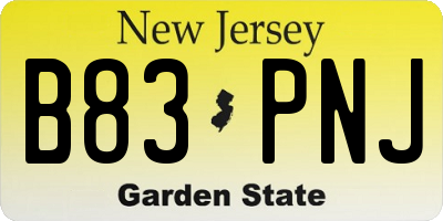 NJ license plate B83PNJ