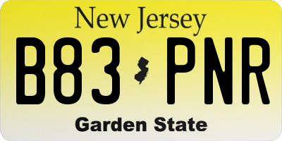 NJ license plate B83PNR