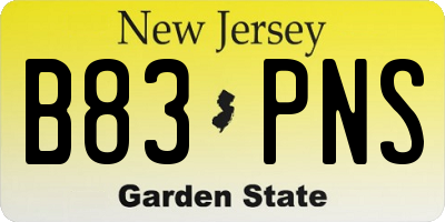 NJ license plate B83PNS