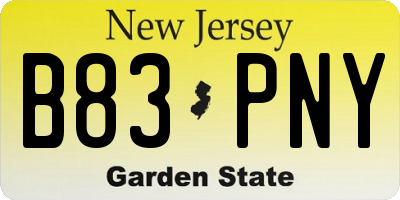NJ license plate B83PNY