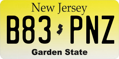 NJ license plate B83PNZ